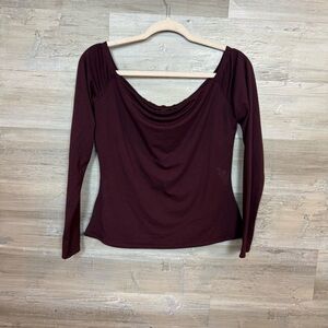 NWT Naked Wardrobe "Dark Plum" Cowl Neck Long Sleeve Top - XL